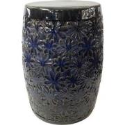 Fine Asianliving Keramische Kruk Blossoms Navy Blauw Handgemaakt