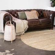 Vloerkleed Gerecycled Materiaal Rond Ciro Geel/Naturel - Gerecycled-ma...