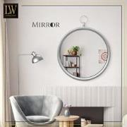 LW Collection LW Collection Wandspiegel met haak zilver rond 60x79 cm ...