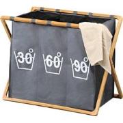 Wassorteerder 3 Vakken - Wasmand FSC® Bamboe houten Frame - Sorteer op...