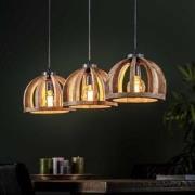 Hoyz - Hanglamp gemaakt van naturel mangohout- 3 lampen - Gebogen hout...