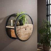 Hoyz - Wandschap Circular - Ø50 - Met lade - Hout - Bruin