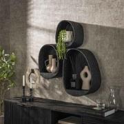 Hoyz Collection - Wandschap Metallic Druppel - Grijs - Set van 3