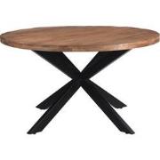 Livingfurn - Eetkamertafel Rocky Round Spider 150cm - Mangohout / Geco...