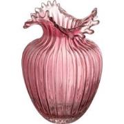 J-line - Vaas Bloem Lijnen Glas Donker Roze Large - 19x19x29cm