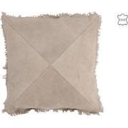 J-line - Kussen Kruis Vierkant Leder Beige - 42x41x12cm