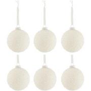 J-line - Doos Van 6 Kerstballen Besneeuwd Glas Wit Small - 8x8x8cm