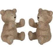 J-line - Set 2 Boekensteun Teddy Poly Lichtbruin - 10.5x10x15cm