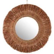 J-line - Spiegel Hangend Rond Riet Raffia Bruin - 61.5x61.5x2.5cm