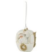 J-line - Sneeuwcabine Kerstman Poly Wit/goud - 18x15.5x23cm