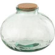 J-line - Voorraadpot Rond Kurk Gerecycleerd Glas Small - 28x28x22.5cm