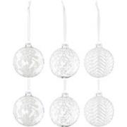 J-line - Doos Van 6 Kerstbal 2+2+2 Bladeren Pailletten Glas Wit Large ...