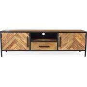 Livingfurn - TV Meubel Brooklyn 150cm - Mangohout / Gecoat Staal