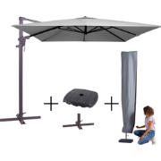 MEGA COMBI DEAL! Madison Parasol monaco flex III light grey + voet + h...