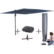 MEGA COMBI DEAL! Madison Parasol Saint-Tropez safier blue + voet + hoe...