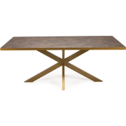 Stalux Eettafel 'Gijs' 180 x 100cm, kleur goud / lederlook bruin