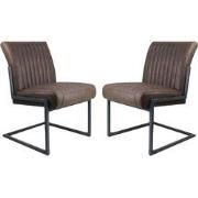 HSM Collection-Eetkamerstoel Texas S/2-55x50x85-Espresso/Zwart-Leder/M...