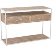 J-line - Console Zigzag 2 Lades Hout/metaal Naturel/wit - 120x40x80cm