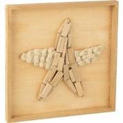 J-line - Wanddecoratie Zeester Hout Naturel - 45x3.5x45cm