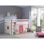 LUCEVI - Pino Halfhoogslaper + Ladder + Spring Gordijntjes - Wit - 90x...