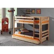 LUCEVI - Pino Stapelbed H140CM + Rolbed + Ladder - Bruin - 90x200 cm