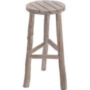 J-line - Barstoel Rond Hout White Wash M - 40x40x53cm