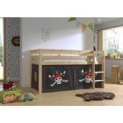 LUCEVI - Pino Halfhoogslaper H115CM + Ladder + Caribian Pirates Gordij...