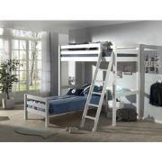 LUCEVI - Pino Mezzanine bed + Ladder + Bed - Wit - 90x200 cm