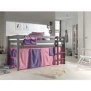 LUCEVI - Pino Halfhoogslaper H115CM + Ladder + Bella Gordijntjes - Gri...