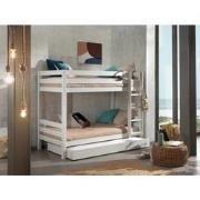 LUCEVI - Pino Stapelbed H160CM + Ladder + Rolbed - Wit - 90x200 cm