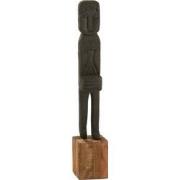 J-line - Statue Boro Gerecycleerd Hout Zwart/naturel - 20x20x115cm