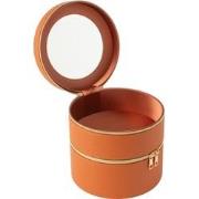 J-line - Cosmetica Doos Rond+spiegel Kunstleder Cognac - 19.5x19.5x19....