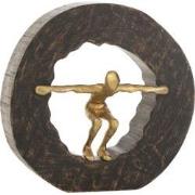 J-line - Figuur Vallend Hout Metaal Zwart Goud - 27x12x27cm