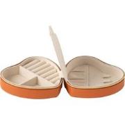 J-line - Juwelendoos Hart Kunstleder Cognac - 16x15x7cm