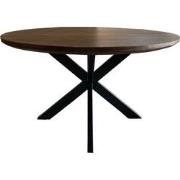 Livingfurn - Eetkamertafel Jesper Round Brown - 130x130x76 cm - Mangoh...