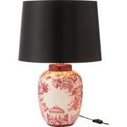 J-line - Lamp+lampkap Moriko Porselein Zwart/rood/wit - 33x38x59cm