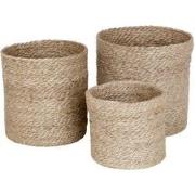 Home Delight Mand Jute large naturel grijs set/3 - Default Title