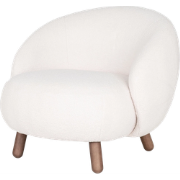 Mona fauteuil teddystof wit - met walnoot kleur poten