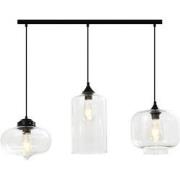 QUVIO Hanglamp glas 3-lichts zwart  - QUV5124L-BLACK