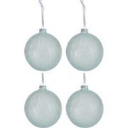 D- J-line - Doos Van 4 Kerstbal Glas Licht Groen Large - 12x12x12cm