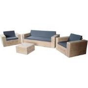 Wood4you- Loungeset steigerhout 4 - incl kussens - strakke kussens