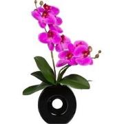 Kopu® Kunstbloem Lila Orchidee 35 cm in zwarte Vaas - Phalenopsis