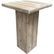 Wood4you - Bartafel - Steigerhout met kolompoot 74x74 cm