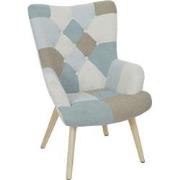 Patchwork Fauteuil Helsinki met Armleuning - Blauw/Grijs