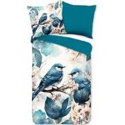 Pure Blauwe Vogels Dekbedovertrek Blauw-Lits-jumeaux (240 x 200/220 cm...