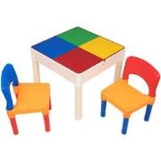 Decopatent® - Kindertafel met 2 Stoeltjes - Speeltafel met bouwplaat e...