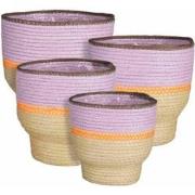 Mica Decorations Mand Darcy - 25x25x25 cm - Zeegras - Paars - Set van ...