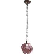 LumiLamp Hanglamp Tiffany  21x21x17/90 cm  Roze Geel Glas Bloemen Hang...