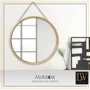 LW Collection LW Collection Wandspiegel met touw goud rond 50x50 cm me...