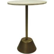 HSM Collection-Ronde Bijzettafel-40x40x55-Wit/Goud-Marmer/Metaal